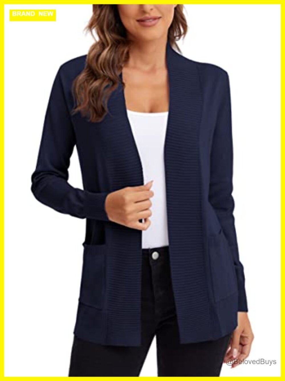 Lightweight Open Front Knit Cardigan Sweater with Pockets